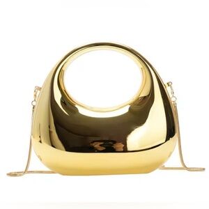 Gold Metallic Sculptural Women's Handbag with Chain Strap